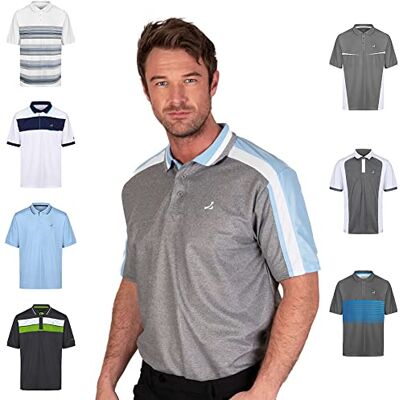 Under Par UPTS1784 Męska koszulka polo Cut N Sew Golf Top, Grey Marl/Sky, XL Under Par UPTS1784 Męska koszulka polo Cut N Sew Golf Top, Grey Marl/Sky, XL