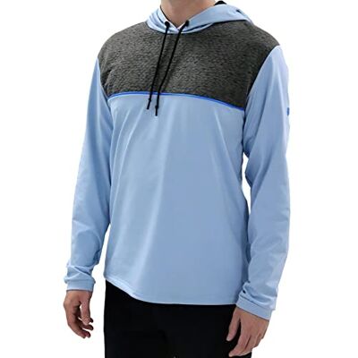 Island Green Män 2021 toppskikt med huva snabbtorkande fukttransporterande golftröja, Aqua/Charcoal Marl, XL Island Green Män 2021 toppskikt med huva snabbtorkande fukttransporterande golftröja, Aqua/Charcoal Marl, XL