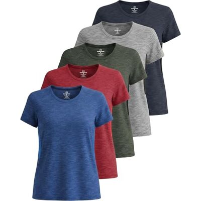 Real Essentials Womens Quick Dry Fit Dri Fit Active Wear Yoga Workout Athletic Tops Running Gym Exercise Ladies Short Sleeve Crew Scoop Neck Moisture Wicking Tees T-Shirt, Set 3, L, Pack of 5 Real Essentials Womens Quick Dry Fit Dri Fit Active Wear Yoga Workout Athletic Tops Running Gym Exercise Ladies Short Sleeve Crew Scoop Neck Moisture Wicking Tees T-Shirt, Set 3, L, Pack of 5