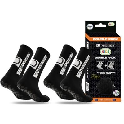 Tapedesign – dubbelpack allroundstrumpor barn – 2 par halkfria fotbollsstrumpor för barn – perfekt grepp och komfort – halkfria sportstrumpor för träning och lek Tapedesign – dubbelpack allroundstrumpor barn – 2 par halkfria fotbollsstrumpor för barn – perfekt grepp och komfort – halkfria sportstrumpor för träning och lek