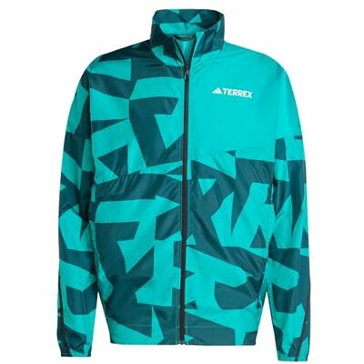 adidas För Män Terrex Multi Printed Wind Jacket, Pure Teal/Aurora Ivy, XS adidas För Män Terrex Multi Printed Wind Jacket, Pure Teal/Aurora Ivy, XS