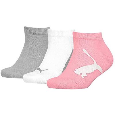 PUMA Unisex barnsneakers strumpor (3-pack), rosa/grå, 34 PUMA Unisex barnsneakers strumpor (3-pack), rosa/grå, 34