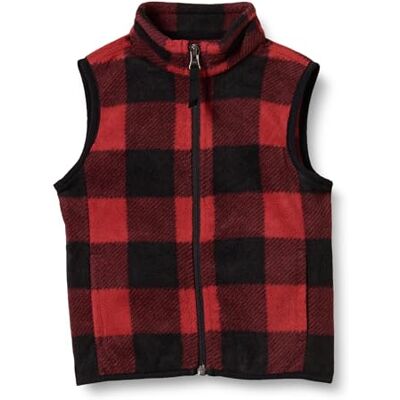 Amazon Essentials polarfleece väst för pojkar, röd exploderad buffelcheck, X-Large Amazon Essentials polarfleece väst för pojkar, röd exploderad buffelcheck, X-Large