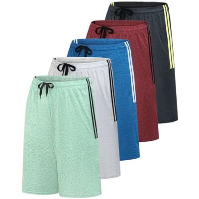 Real Essentials Men’s 5 Pack: 9" Dry-Fit Shorts – Athletic Gym, Workout, Basketball, Running, Casual Lounge Active Pockets, Set 16, M Real Essentials Men’s 5 Pack: 9" Dry-Fit Shorts – Athletic Gym, Workout, Basketball, Running, Casual Lounge Active Pockets, Set 16, M