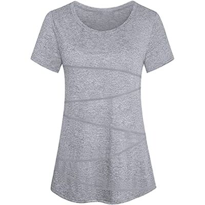 Sykooria Sport t-shirt damer kortärmad rund hals sportskjorta toppar fitness t-tröjor lätt andas löpartröja yoga gym toppar activewear träningströja funktionell skjorta S–3XL, A-ljusgrå, 3XL Sykooria Sport t-shirt damer kortärmad rund hals sportskjorta toppar fitness t-tröjor lätt andas löpartröja yoga gym toppar activewear träningströja funktionell skjorta S–3XL, A-ljusgrå, 3XL