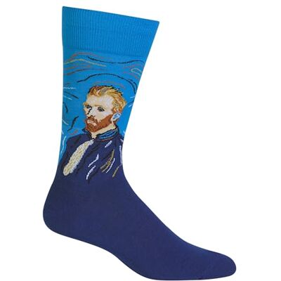 Hot Sox , George Washington Crew Strumpor för män, Van Gogh självporträtt (ljusblå), 6-12 Hot Sox , George Washington Crew Strumpor för män, Van Gogh självporträtt (ljusblå), 6-12