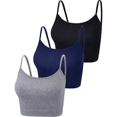 Boao 3 st, halvlinne, maglinnen, topp, spaghettirem, ärmlös, magtröja för kvinnor, sport, S Boao 3 st, halvlinne, maglinnen, topp, spaghettirem, ärmlös, magtröja för kvinnor, sport, S