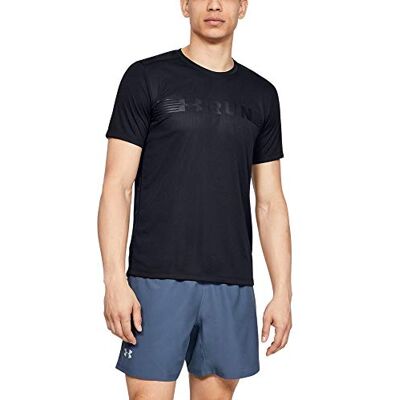 Under Armour herr Run Warped kortärmad tröja Black/Black/Reflective (001) XL Under Armour herr Run Warped kortärmad tröja Black/Black/Reflective (001) XL