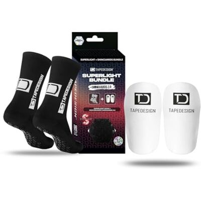 Tapedesign – Bundle Superlight Grip Socks + Shinguards 2.0 – Ultralätta fotbollsstrumpor med halkfria noppor och justerbara benskydd – perfekt grepp för fotboll, träning och tävling Tapedesign – Bundle Superlight Grip Socks + Shinguards 2.0 – Ultralätta fotbollsstrumpor med halkfria noppor och justerbara benskydd – perfekt grepp för fotboll, träning och tävling