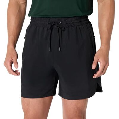 Amazon Essentials atletisk prestanda för män stretch kontrast vävd gym träningsshorts med 15 cm innersöm, Svart, M Amazon Essentials atletisk prestanda för män stretch kontrast vävd gym träningsshorts med 15 cm innersöm, Svart, M