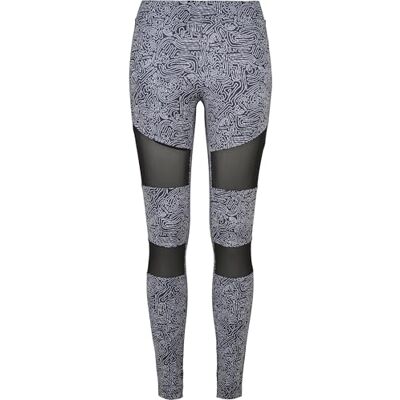 Urban Classics Dam Ladies Tech Mesh AOP leggings, svart, S Urban Classics Dam Ladies Tech Mesh AOP leggings, svart, S