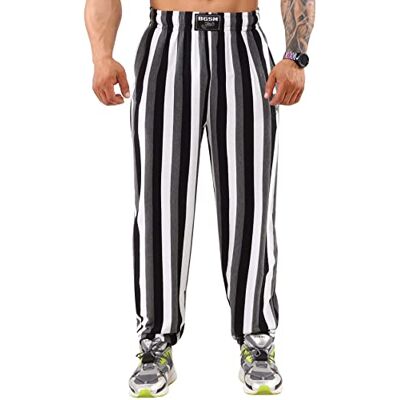 BIG SAM SPORTSWEAR COMPANY Men's Baggy Pants Loose Fit Stripped Gym Workout Sweatpants with Pockets (M, White) BIG SAM SPORTSWEAR COMPANY Men's Baggy Pants Loose Fit Stripped Gym Workout Sweatpants with Pockets (M, White)