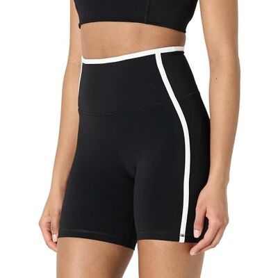 Amazon Essentials dam aktiv FormFlex mjuk hög midja 15 cm (6 tum) bikershorts med kontrastkant, svart/vit, L Amazon Essentials dam aktiv FormFlex mjuk hög midja 15 cm (6 tum) bikershorts med kontrastkant, svart/vit, L