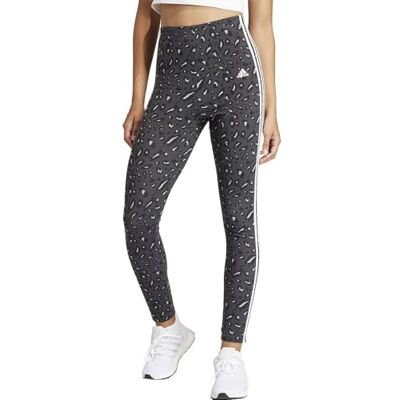 adidas Kvinnor Essentials 3-Stripes Animal Print Leggings, grey/carbon/black, XS adidas Kvinnor Essentials 3-Stripes Animal Print Leggings, grey/carbon/black, XS