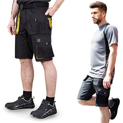 REIS FORECO-TS Short Pants Men's Shorts Summer Work Shorts Work Trousers Short Work Pants, M.6 Pockets, Men's Shorts Short Summer Pants Men, color: black- light gray, size S REIS FORECO-TS Short Pants Men's Shorts Summer Work Shorts Work Trousers Short Work Pants, M.6 Pockets, Men's Shorts Short Summer Pants Men, color: black- light gray, size S