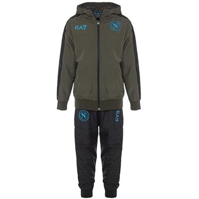 SSC NAPOLI EA7 Sommar Nylon Jr. Olive Night, EA7 officiell produkt, träningsoverall med huva för fotboll 2024/2025, 4 år SSC NAPOLI EA7 Sommar Nylon Jr. Olive Night, EA7 officiell produkt, träningsoverall med huva för fotboll 2024/2025, 4 år