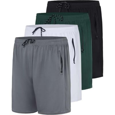 Real Essentials 4 Pack: Men's Mesh 7"/ 5"/ 3" Athletic Zipper Shorts Workout Gym Running Basketball (Big and Tall Available) Set 4, 3XL Real Essentials 4 Pack: Men's Mesh 7"/ 5"/ 3" Athletic Zipper Shorts Workout Gym Running Basketball (Big and Tall Available) Set 4, 3XL