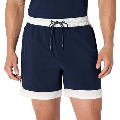 Amazon Essentials atletisk prestanda för män stretch kontrast vävd gym träningsshorts med 15 cm innersöm, Marinblå/vit, S Amazon Essentials atletisk prestanda för män stretch kontrast vävd gym träningsshorts med 15 cm innersöm, Marinblå/vit, S