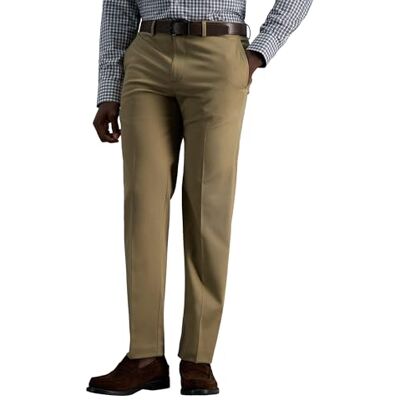 Haggar herr Lediga byxor Premium No Iron Khaki Straight Fit Flat Front Casual Pant Haggar herr Lediga byxor Premium No Iron Khaki Straight Fit Flat Front Casual Pant