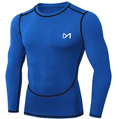 MEETYOO Kompressionsskjorta för män, baslager topp långärmad t-shirt sportutrustning fitness tights för löpning gym träning, BLÅ, XXL MEETYOO Kompressionsskjorta för män, baslager topp långärmad t-shirt sportutrustning fitness tights för löpning gym träning, BLÅ, XXL