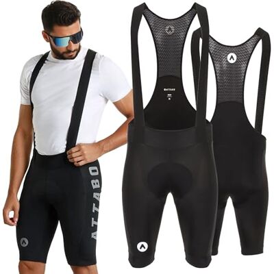 ATTABO Kirun Pro Bib Shorts Cargo – herr cykelbyxor med remmar, skuminlägg, andas, med fickor, svart, storlek M. ATTABO Kirun Pro Bib Shorts Cargo – herr cykelbyxor med remmar, skuminlägg, andas, med fickor, svart, storlek M.