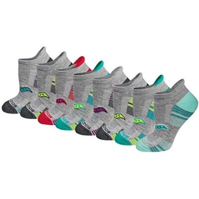 Saucony kvinnors multipack prestanda häl flik atletiska strumpor löpning (paket med 8), Grå blandad (8 par), M Saucony kvinnors multipack prestanda häl flik atletiska strumpor löpning (paket med 8), Grå blandad (8 par), M