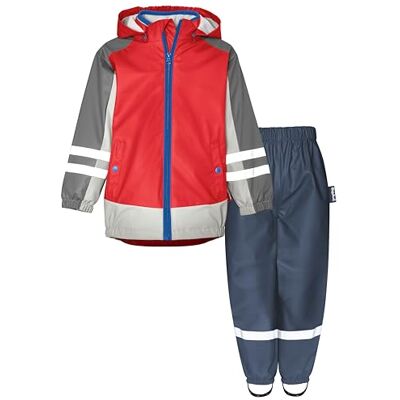 Playshoes regnset, tvådelad 3-i-1 regnjacka och regnbyxor, fleecefoder, Marin fleece linning, 140 Playshoes regnset, tvådelad 3-i-1 regnjacka och regnbyxor, fleecefoder, Marin fleece linning, 140