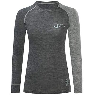 Black Crevice Damer långärmad tröja av Merino ull funktionella underkläder, antracit/grey, 44 Black Crevice Damer långärmad tröja av Merino ull funktionella underkläder, antracit/grey, 44