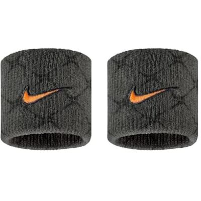 NIKE Unisex Dri-Fit Swoosh Classic 2Pk Printed Armband, Anthracite/Black/Total Orange, One Size NIKE Unisex Dri-Fit Swoosh Classic 2Pk Printed Armband, Anthracite/Black/Total Orange, One Size