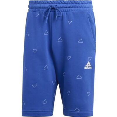 adidas För Män Seasonal Essentials Monogram Graphic Shorts, semi lucid blue/white, L adidas För Män Seasonal Essentials Monogram Graphic Shorts, semi lucid blue/white, L