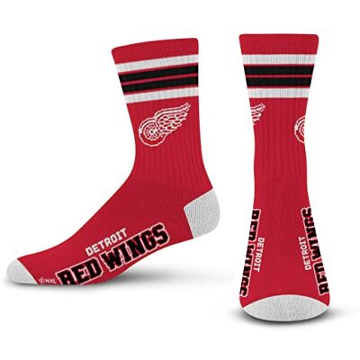 For Bare Feet Unisex Crew-strumpor, detroit red wings, Medium (5-10) For Bare Feet Unisex Crew-strumpor, detroit red wings, Medium (5-10)