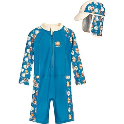 Playshoes Baddräkt i ett stycke långärmad och badmössa med UV-skydd 50+ solskydd badkläder Playshoes Baddräkt i ett stycke långärmad och badmössa med UV-skydd 50+ solskydd badkläder