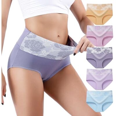 Honzadar Damtrosor med hög midja, damtrosor för magkontroll, heltäckande trosor, C-sektionsåterhämtning, multipack., Flerfärgad D-5-pack, L Honzadar Damtrosor med hög midja, damtrosor för magkontroll, heltäckande trosor, C-sektionsåterhämtning, multipack., Flerfärgad D-5-pack, L