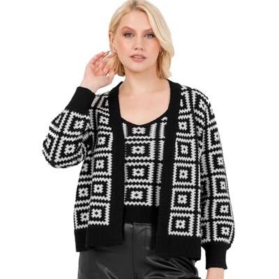 Lovedrobe Dam tvillingset dam långärmad kofta stickad två delar ärmlös väst tanktopp mormor fyrkantig stickning ord, svart och grädde 48-50, Svart och grädde, 46/48 Lovedrobe Dam tvillingset dam långärmad kofta stickad två delar ärmlös väst tanktopp mormor fyrkantig stickning ord, svart och grädde 48-50, Svart och grädde, 46/48