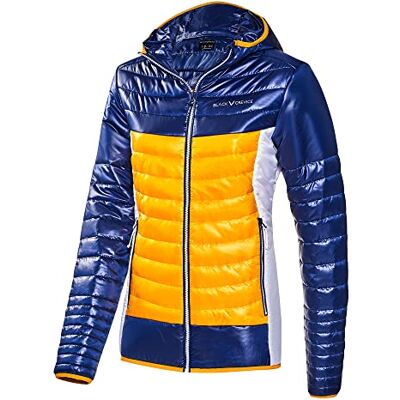 Black Crevice dam isoleringsjacka I ventilerande damjacka I högkvalitativ funktionell jacka för kvinnor av 100% polyester och värmeisolerande vaddering I vatten- och vindavvisande, Blått/guld, 42 Black Crevice dam isoleringsjacka I ventilerande damjacka I högkvalitativ funktionell jacka för kvinnor av 100% polyester och värmeisolerande vaddering I vatten- och vindavvisande, Blått/guld, 42