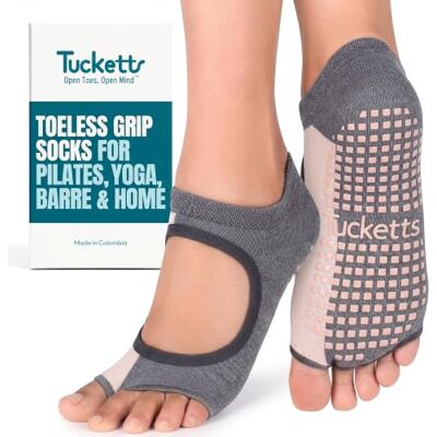 Tucketts Anklet Toeless Non-Slip Grip Socks Anti Skid Yoga, Barre, Pilates, Home & Leisure, Pedicure L/XL 1 pair Vertical Grey/Blush Large Tucketts Anklet Toeless Non-Slip Grip Socks Anti Skid Yoga, Barre, Pilates, Home & Leisure, Pedicure L/XL 1 pair Vertical Grey/Blush Large