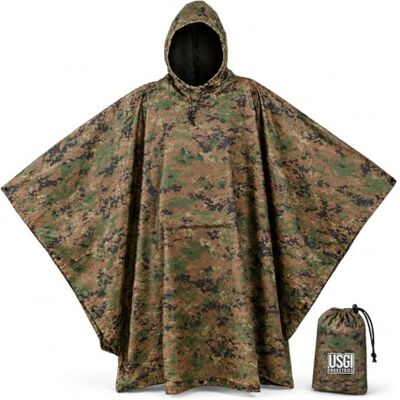 USGI Industries militär stil poncho multianvändning rippstopp kamouflage regnponcho, Marpat, one size USGI Industries militär stil poncho multianvändning rippstopp kamouflage regnponcho, Marpat, one size