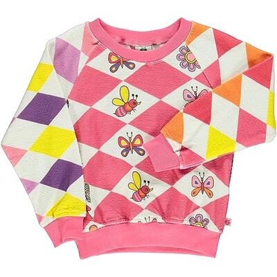 Småfolk Flicka med ficka, Harlequin Butterfly & Bee sweatshirt, ROSA, 5-6 år Småfolk Flicka med ficka, Harlequin Butterfly & Bee sweatshirt, ROSA, 5-6 år