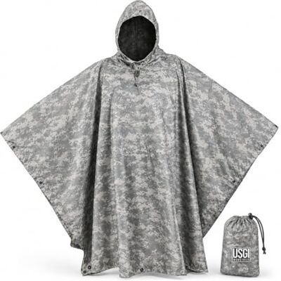 USGI Industries militär stil poncho multianvändning rippstopp kamouflage regnponcho, ACU, one size USGI Industries militär stil poncho multianvändning rippstopp kamouflage regnponcho, ACU, one size