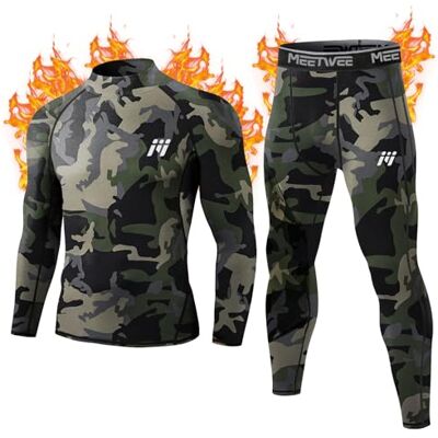 MeetHoo Termiska underkläder för män, fleecefodrad hög hals baslager kompression Long Johns för vinter löpning skidåkning, Kamouflage, S MeetHoo Termiska underkläder för män, fleecefodrad hög hals baslager kompression Long Johns för vinter löpning skidåkning, Kamouflage, S
