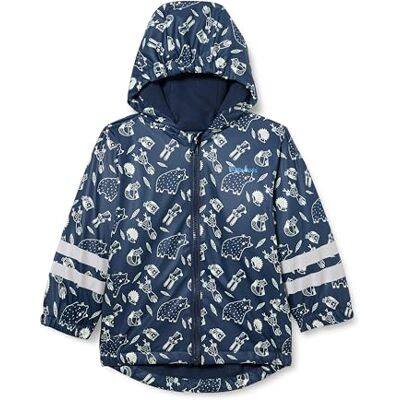 Playshoes Unisex barn fleecefoder regnrock regnjacka regnkläder, marin skogsdjur, 86 cm Playshoes Unisex barn fleecefoder regnrock regnjacka regnkläder, marin skogsdjur, 86 cm