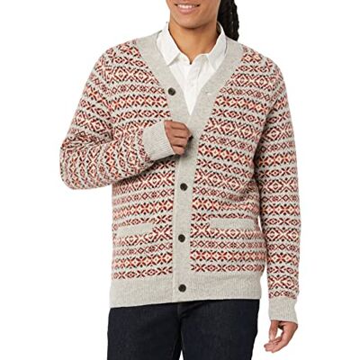Amazon Essentials herr lamm ull V-ringad cardigan tröja (tidigare Goodthreads), havregryn Fair Isle, Large Tall Amazon Essentials herr lamm ull V-ringad cardigan tröja (tidigare Goodthreads), havregryn Fair Isle, Large Tall