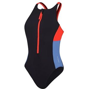 Speedo Dam dragkedja färgblock 1 del baddräkt simning fitness snygg design mjuk känsla, drake eld, 2XS Speedo Dam dragkedja färgblock 1 del baddräkt simning fitness snygg design mjuk känsla, drake eld, 2XS