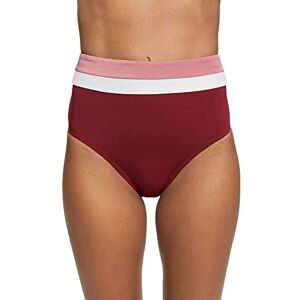 ESPRIT Trefärgade bikinibyxor med hög midja, Mörkröd, 34 ESPRIT Trefärgade bikinibyxor med hög midja, Mörkröd, 34