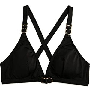 Koton Dam triangel metalltillbehör detaljerad vadderad bikini topp, Svart (999), 34 Koton Dam triangel metalltillbehör detaljerad vadderad bikini topp, Svart (999), 34