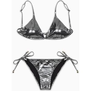 Giorgio Armani kvinna mikrofolie prick triangel bikini svart S, Svart mikrofoliepunkt, S Giorgio Armani kvinna mikrofolie prick triangel bikini svart S, Svart mikrofoliepunkt, S