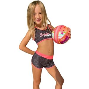 Haute Pression Mörk tropisk tryckt flicka tvådelad baddräkt, Material: Polyester, 16 �r Haute Pression Mörk tropisk tryckt flicka tvådelad baddräkt, Material: Polyester, 16 �r