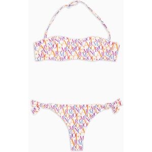 Giorgio Armani Kvinna Logomania Bandeau Bikini Vit S, Bianco/Logo Multicol, S Giorgio Armani Kvinna Logomania Bandeau Bikini Vit S, Bianco/Logo Multicol, S