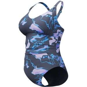 Speedo Dam formande tryckt v-ringad baddräkt i ett stycke, lila dimma, 36 Speedo Dam formande tryckt v-ringad baddräkt i ett stycke, lila dimma, 36