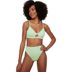Trendyol Dam strukturerad bikini med hög midja undersida, grön, 34 Trendyol Dam strukturerad bikini med hög midja undersida, grön, 34